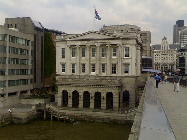 Fishmongers' Hall overlooking the Thames at London Bridge.