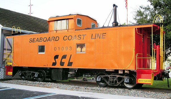 Former Seaboard Coast Line Railroad class M-6 caboose on display at the Mulberry Phosphate Museum in Mulberry, Florida