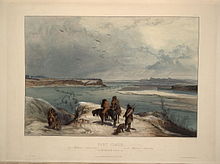 Fort Clark on the Missouri in February 1834, painted by Karl Bodmer