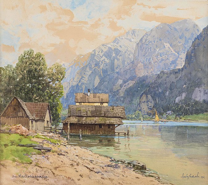 File:Fritz Lach - Bootshäuser am Hallstätter See.jpg