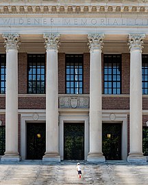 Gabriel at the Widener Library steps, Harvard Yard, Cambridge, Massachusetts, US