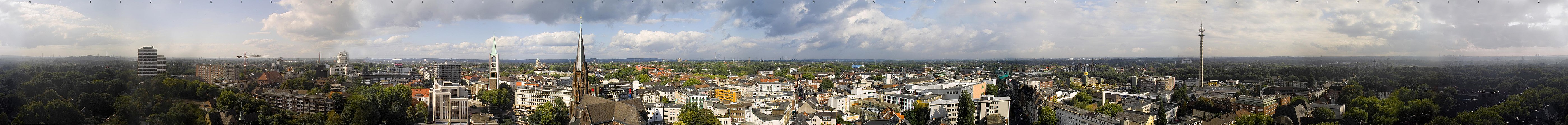 Panorama van Gelsenkirchen vanaf het Hamburg-Mannheimer-Gebäude