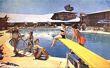 Young women at the hotel pool in 1955 Girls at Desert Inn pool 1955.jpg