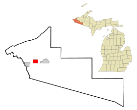 Gogebic County Michigan Incorporated and Unincorporated areas Bessemer Highlighted.svg