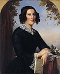 Portrait of Henriette Elisabeth Jacqueline Bienfait (1824-1859) 1852. oil on canvas medium QS:P186,Q296955;P186,Q12321255,P518,Q861259 . 87.5 × 71 cm (34.4 × 27.9 in). Enschede, Rijksmuseum Twenthe.