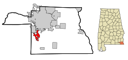 Location in Houston County and the state of Alabama