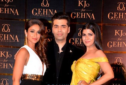 KJo with Ileana D'Cruz and Nimrat Kaur at "KJo For Gehna" line