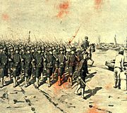 Aankomst van het 7e Bataljon Infanterie te Semarang aan de vooravond van de Lombok-Expeditie (1894)
