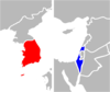 Location map for Israel and South Korea.