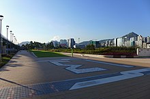 Kai Tak Runway Park with its former runway number: 13