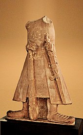 Statue of Kanishka I, second century CE, Mathura Museum. Kanishka enhanced.jpg