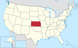 Kansas markerat på USA-kartan.