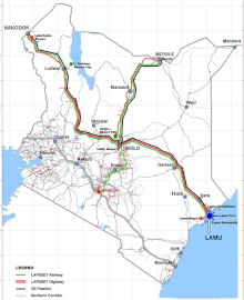 Map showing the scope of the LAPSSET Project within Kenya LAPSSET.gif