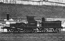 Allan's 2-2-2 Columbine, GJR No. 49, LNWR No. 1868 with cab, built 1845 withdrawn 1902 LNWR engine 'Columbine'.jpg