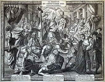 Imprimer à partir d'un almanach jésuite : "La défaite et la confusion des jansénistes, ou le triomphe de Molina sur Saint Augustin"