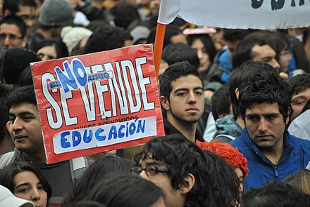 Chilean students demonstrate for greater public involvement in education.