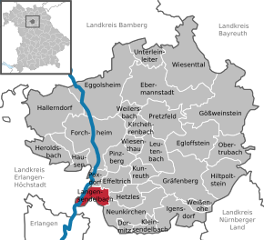 Poziția Langensendelbach pe harta districtului Forchheim
