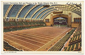 Convention Hall football field, postcard image Largest convention hall and theatre in the world, Atlantic City, N. J. (8405684002).jpg