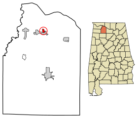 Lawrence County Alabama Incorporated and Unincorporated areas North Courtland Highlighted 0155044.svg