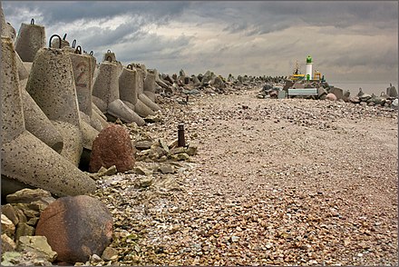 Lighthouse and breakwater of Ventspils