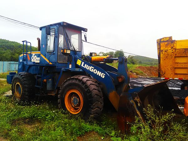 A LiuGong blue wheel loader in Luorong Town, Liuzhou, China.