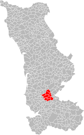 Villedieu-les-Poêles kantonunun belediyeler topluluğu konumu
