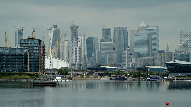 Looking west from the Royal Docks in 2019