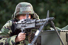 U.S. airman with an M60, assigned to the 52nd Security Forces Squadron (SFS), at Spangdahlem Air Base (AB), Germany.