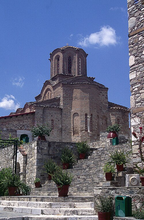 View of the Panagia Olympiotissa Monastery in Elassona