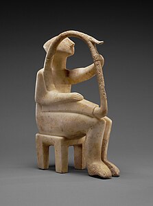Figurina cu un cantaret la harpa din Grecia Cicladica