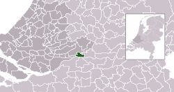 Highlighted position of Gorinchem in a municipal map of South Holland
