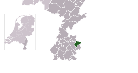 Highlighted position of Landgraaf in a municipal map of Limburg
