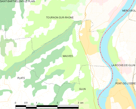 Mapa obce Mauves