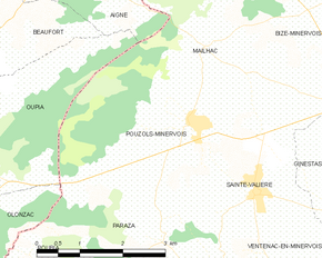 Poziția localității Pouzols-Minervois