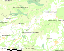 Mapa obce Saint-Cirgues-de-Jordanne