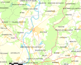 Mapa obce Auxonne