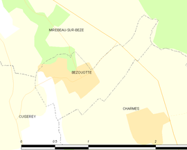 Mapa obce Bézouotte