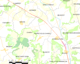 Mapa obce Thorey-sous-Charny