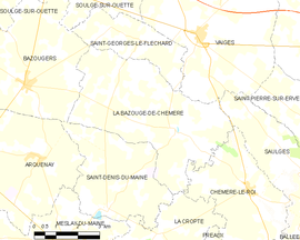Mapa obce La Bazouge-de-Chemeré
