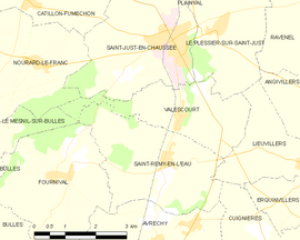 Mapa obce Valescourt