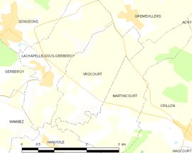 Mapa obce Vrocourt