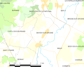 Mapa obce Savigny-sur-Grosne