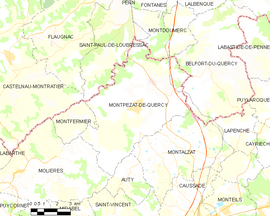 Mapa obce Montpezat-de-Quercy