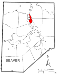 Map of Beaver Falls, Beaver County, Pennsylvania Highlighted.png