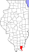 Mapa de Illinois con la ubicación del condado de Pope