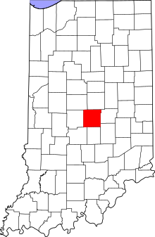 Location of Marion County in Indiana Map of Indiana highlighting Marion County.svg