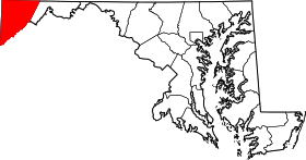 Map of Maryland highlighting Garrett County.svg