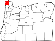 Map of Oregon highlighting Clatsop County.svg