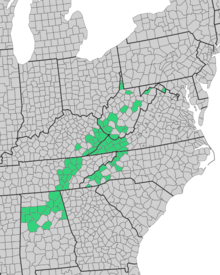 Map showing the 80 counties included in the 1982 report by the Appalachian Land Ownership Task Force Map of counties included in the 1982 report of the Appalachian Land Ownership Task Force.png