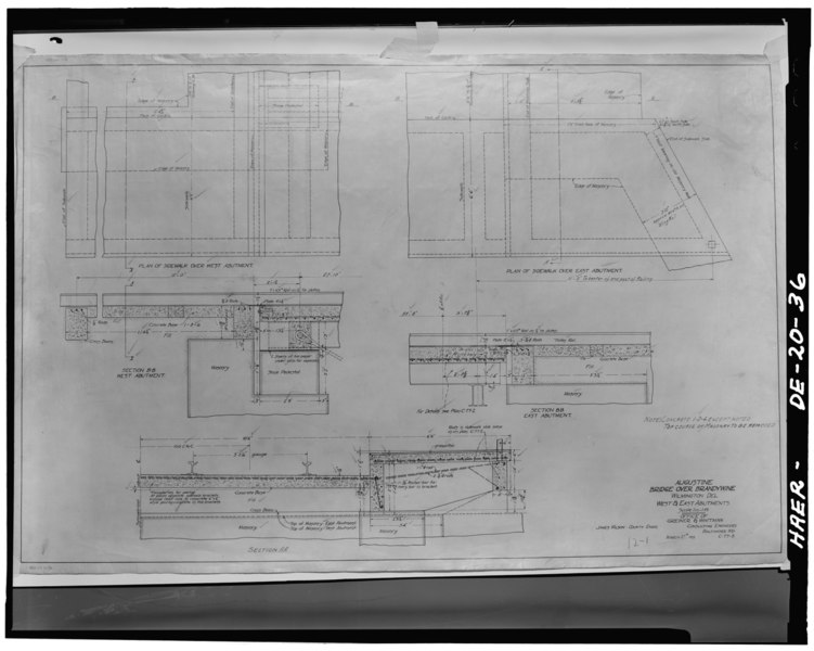 File:March 27, 1915 Bridge Deck Details for proposed sidewalk. - Augustine Bridge, Brandywine River,Augustine Cutoff, Wilmington, New Castle County, DE HAER DEL,2-WILM,39-36.tif